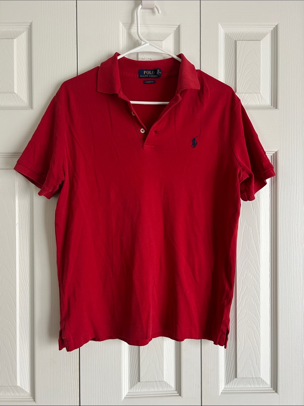 Polo by Ralph Lauren Red Short-Sleeve Piqué Polo with Navy Logo